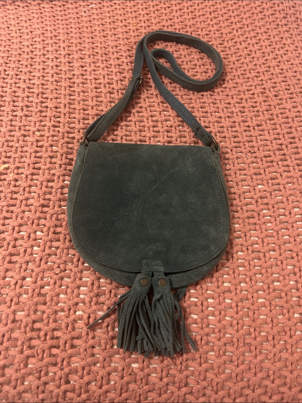 Fat face green Suede Tassel Crossbody Bag